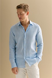 Tailored Fit Yarn Dyed Linen Textured Shirt