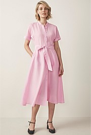 Linen Cupro Blend  Shirt Dress