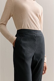 Stretch Linen Blend Pull On Pant