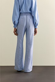 Yarn Dyed Linen Wide Leg Pant