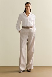 Yarn Dyed Linen Wide Leg Pant