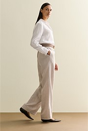 Yarn Dyed Linen Wide Leg Pant