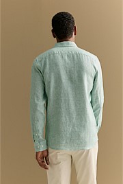 Tailored Fit Basketweave Linen Shirt