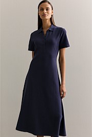 Cotton Pique Polo Midi Dress