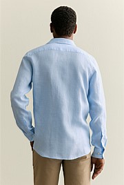 Tailored Fit Basketweave Linen Shirt