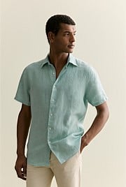 Regular Fit Delave Linen Short Sleeve Shirt