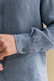 Regular Fit Yarn Dyed Linen Puppytooth Shirt