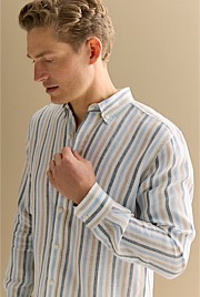 Regular Fit Linen Multi Stripe Shirt