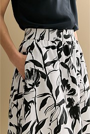 Cotton Poplin Floral Pull On Skirt