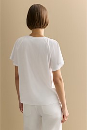 Cotton Interlock Raglan Flutter Sleeve T-shirt