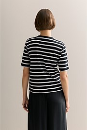 Australian Cotton Stripe Button Through Top