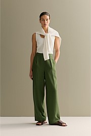 Draped Wide Leg Pull On Pant