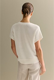 Mercerised Knit Relaxed V Neck T-shirt