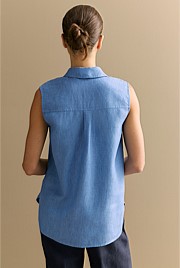 Delave Linen Sleeveless Shirt