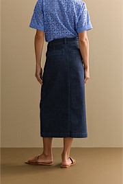 Australian Cotton Blend Tailored Denim Skirt