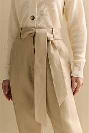 Linen Twill Belted Straight Leg Pant