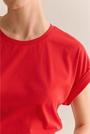 Pima Cotton Cuff Sleeve T-shirt