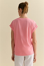 Pima Cotton Cuff Sleeve T-shirt