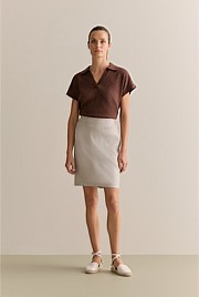 Stretch Linen Blend Skirt