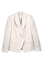 Yarn Dyed Linen Blend Double-Breasted Blazer